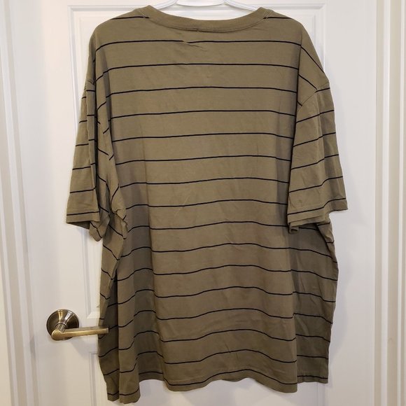 JEAN Legacy Men's Army Green Blue Horizontal Striped V-Neck T-shirt - Size 3X - Picture 4 of 6